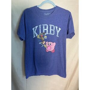 Kirby Graphic T-Shirt Mens Small Purple Good Stained Nintendo Video Game Tee